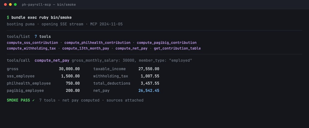ph-payroll-mcp smoke test output